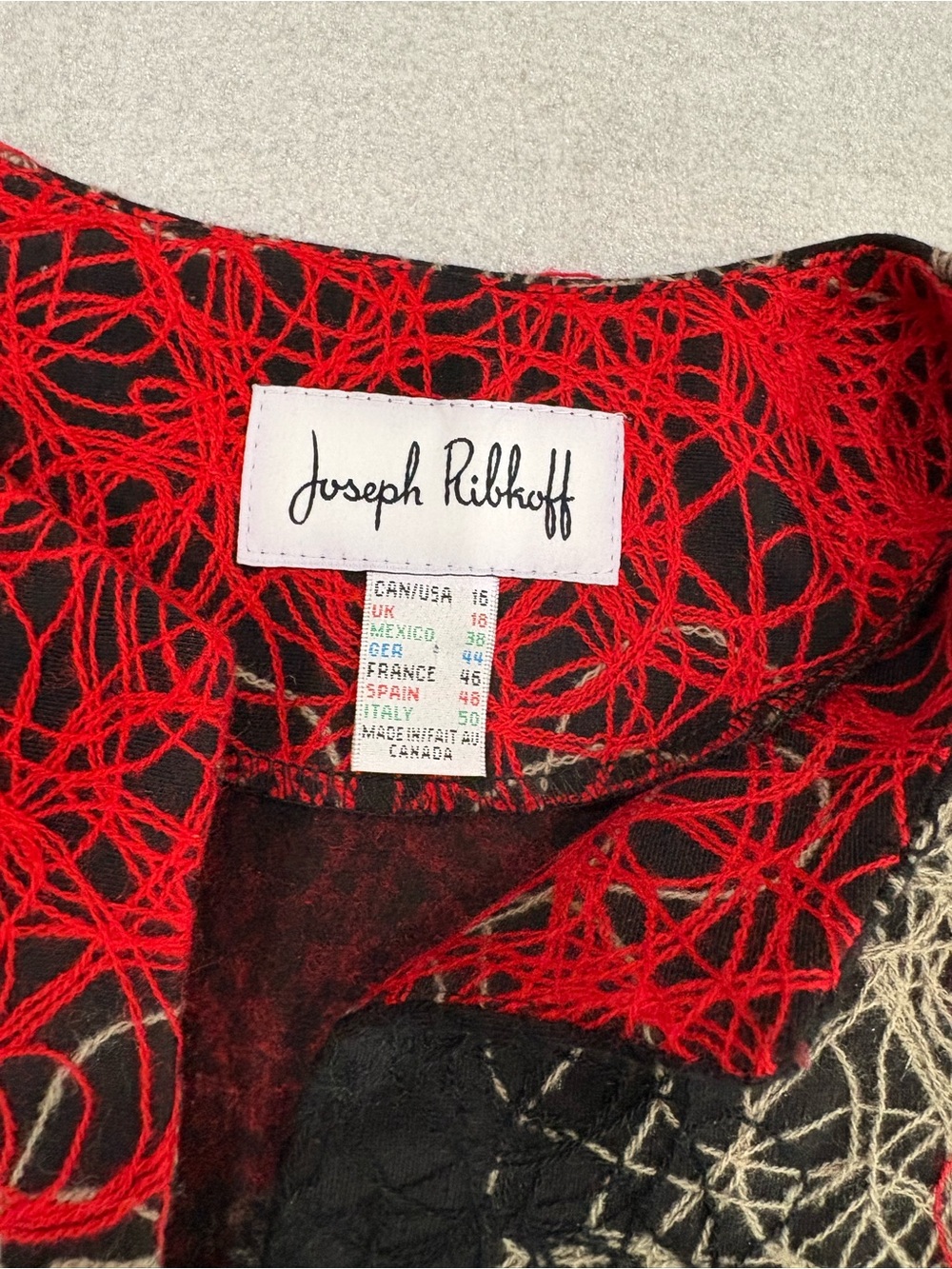 Joseph Ribkoff Red & Black Abstract Lace Light Jacket - Picture 2 of 6